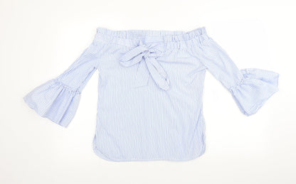 Papaya Womens Blue Striped  Basic Blouse Size 8