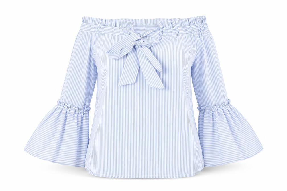 Womens UK Size 8 Papaya Blue Basic Blouse