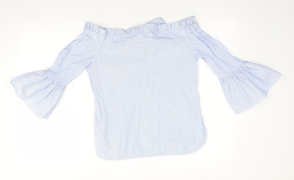 Papaya Womens Blue Striped  Basic Blouse Size 8