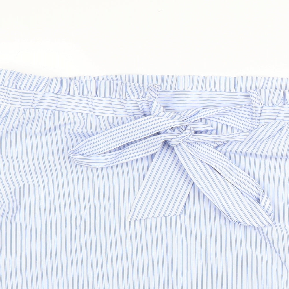 Papaya Womens Blue Striped  Basic Blouse Size 8