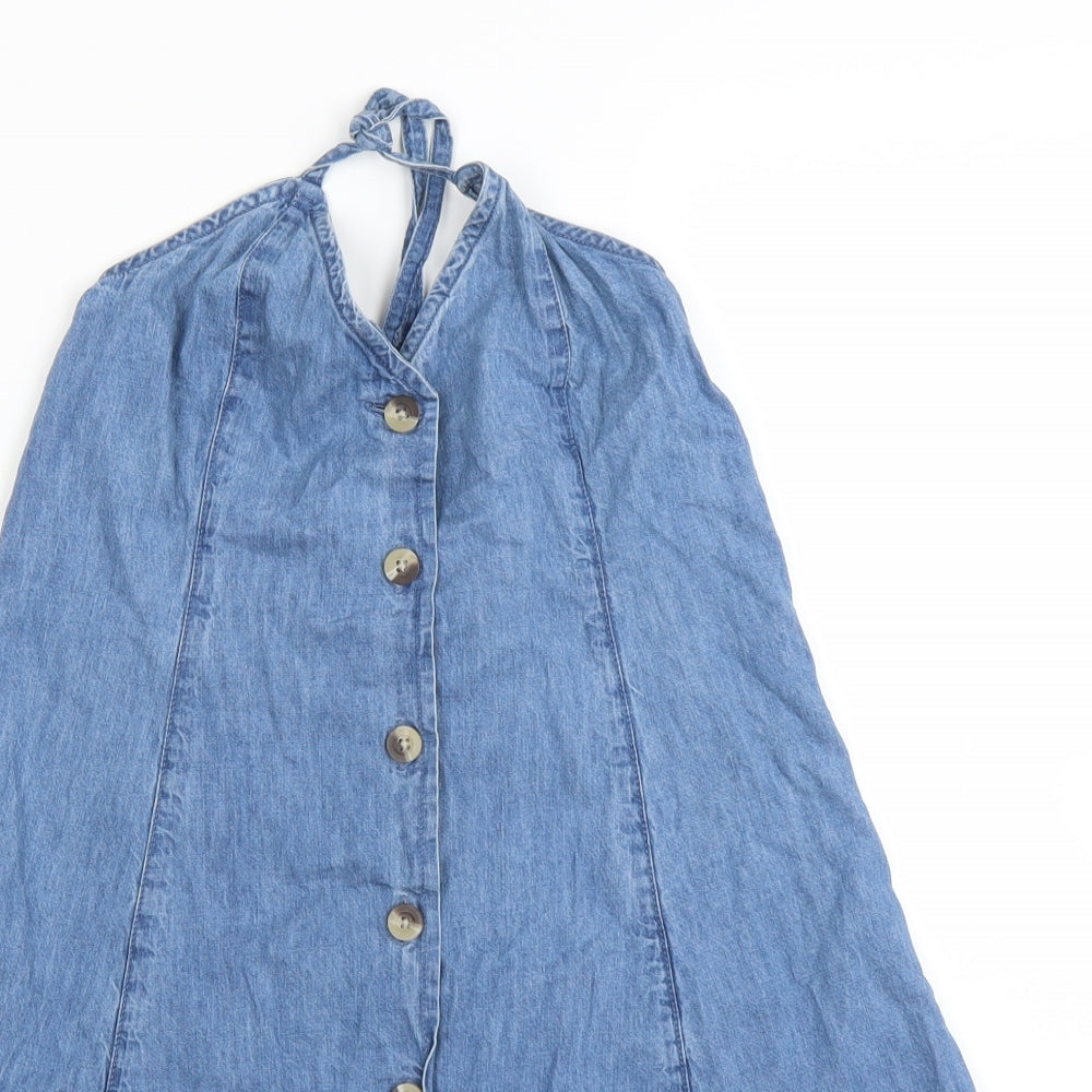 Womens UK Size 4 ASOS Blue Basic Blouse