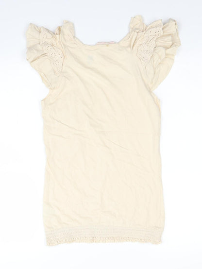 Denim & Co. Womens Ivory   Basic Blouse Size 8