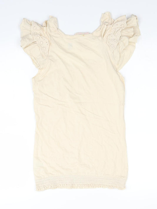 Denim & Co. Womens Ivory   Basic Blouse Size 8