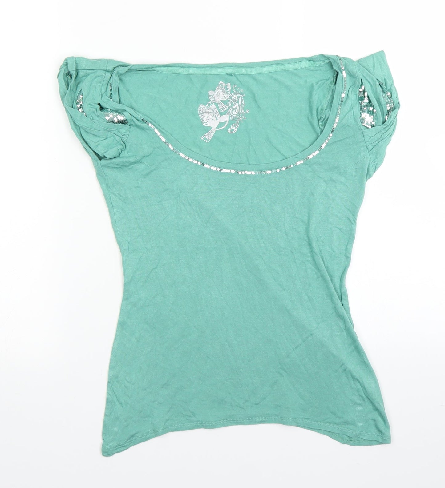 Womens UK Size 8 Debenhams Green Basic Blouse