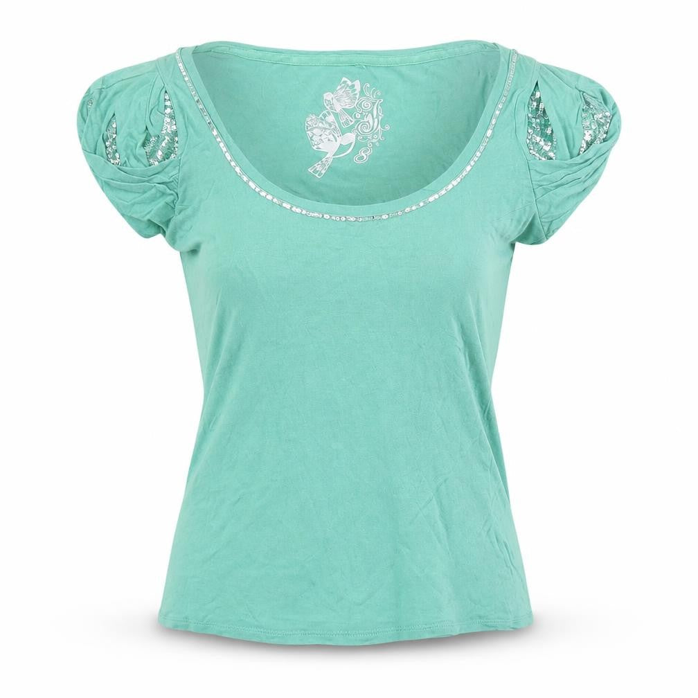 Womens UK Size 8 Debenhams Green Basic Blouse