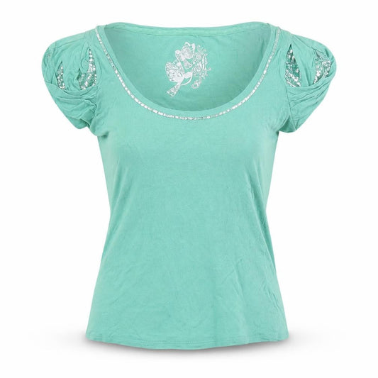 Womens UK Size 8 Debenhams Green Basic Blouse