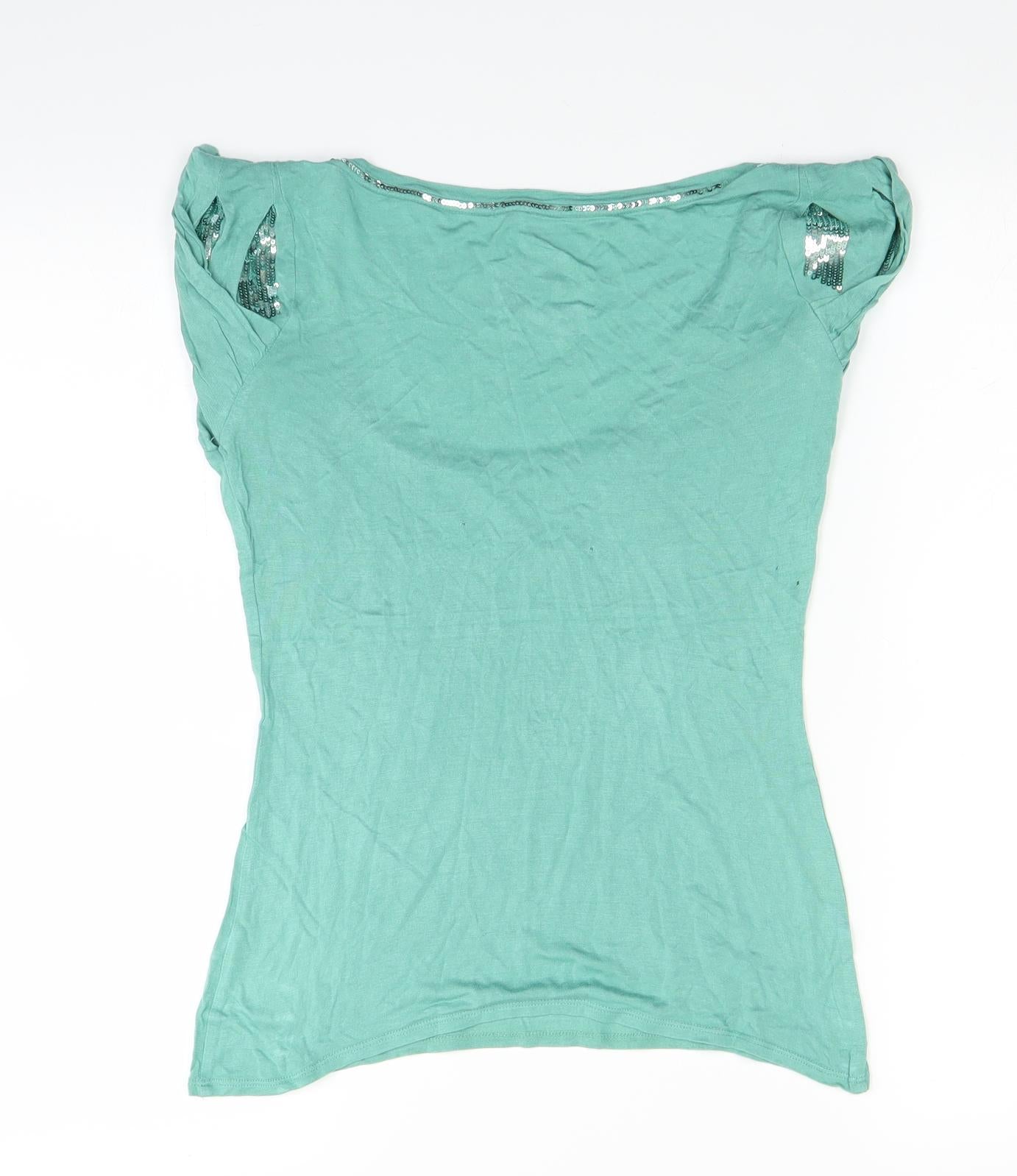 Womens UK Size 8 Debenhams Green Basic Blouse