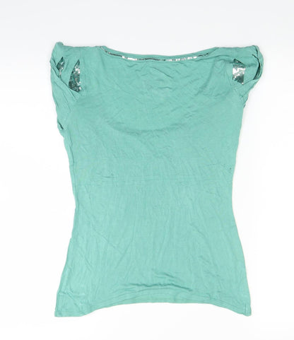 Womens UK Size 8 Debenhams Green Basic Blouse