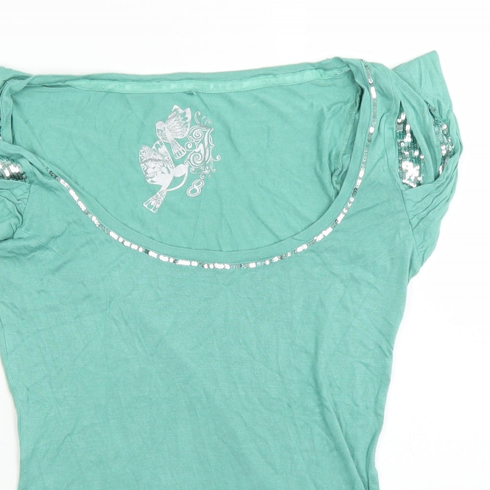 Womens UK Size 8 Debenhams Green Basic Blouse