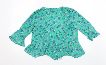 Womens UK Size 8 Divided Green Basic Blouse
