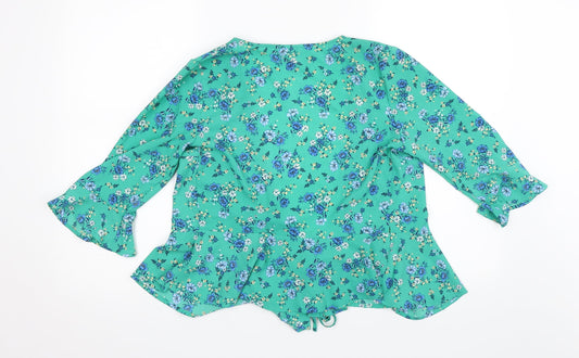 Womens UK Size 8 Divided Green Basic Blouse