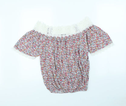 F&F Womens White Floral  Basic Blouse Size 6