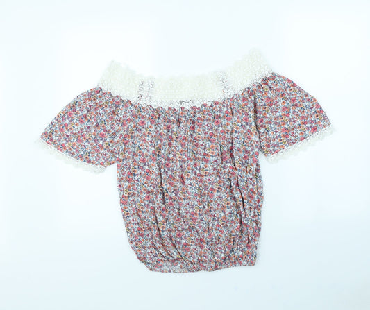 F&F Womens White Floral  Basic Blouse Size 6