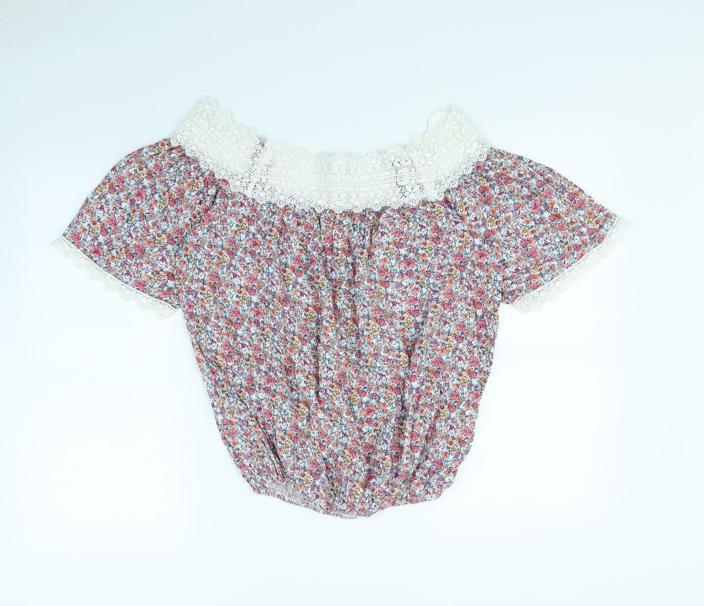 F&F Womens White Floral  Basic Blouse Size 6