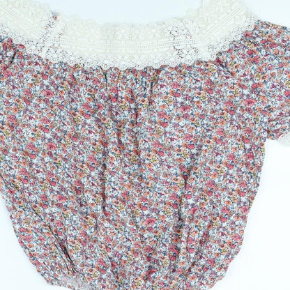 F&F Womens White Floral  Basic Blouse Size 6