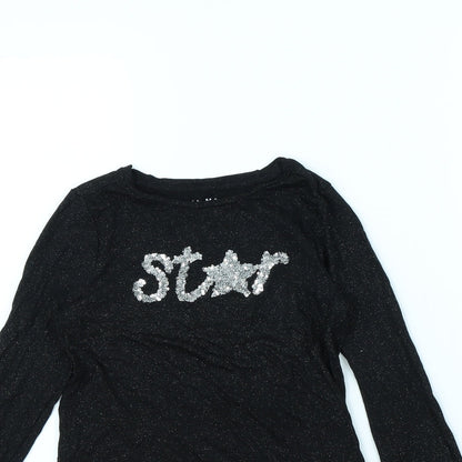 Nutmeg Girls Black   Basic T-Shirt Size 10 Years  - STAR