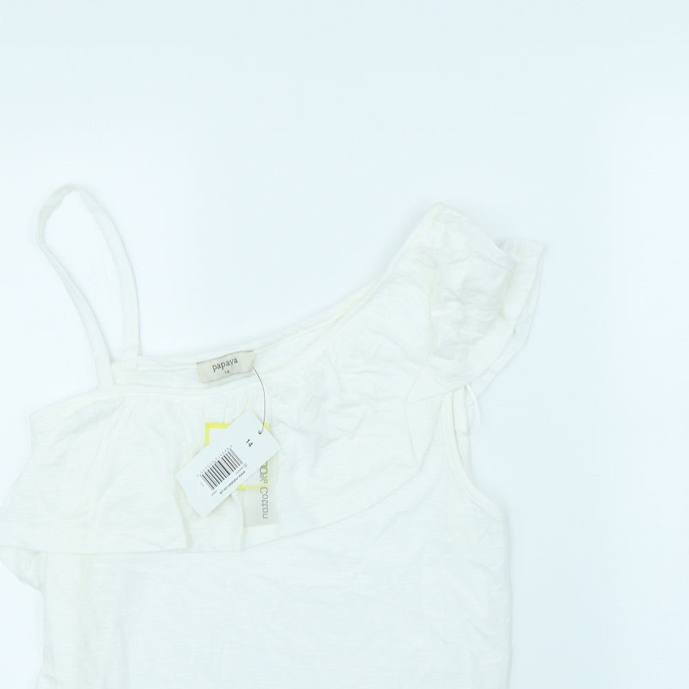 Papaya Womens White   Basic T-Shirt Size 14