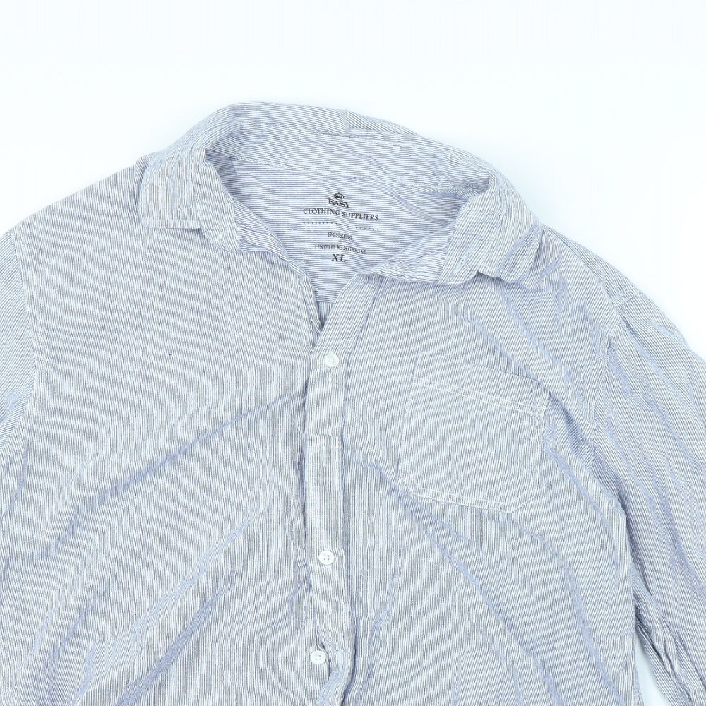 Mens UK Collar Size XL Easy Smart Blue  Dress Shirt
