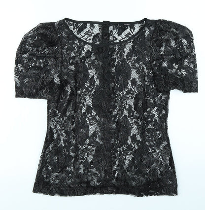 Womens UK Size 8 Linea Black Basic T-Shirt