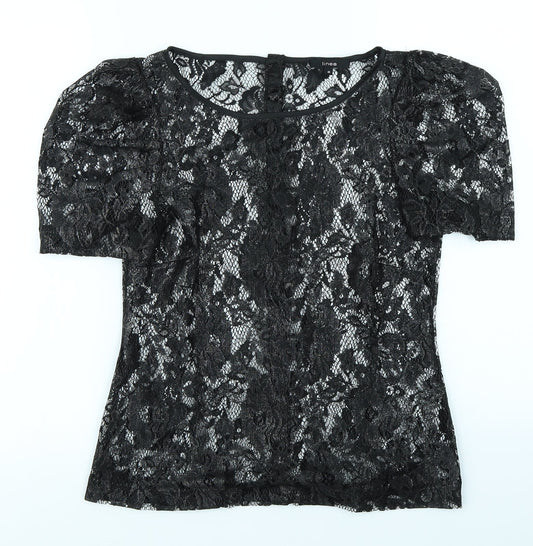Womens UK Size 8 Linea Black Basic T-Shirt