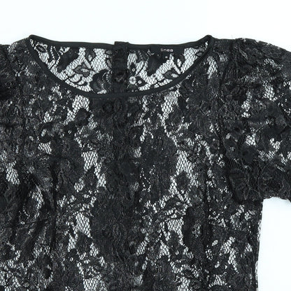 Womens UK Size 8 Linea Black Basic T-Shirt