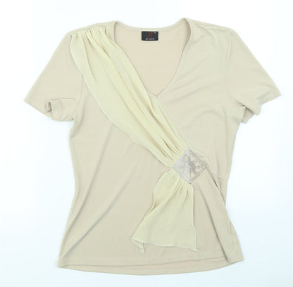 JF Womens Beige   Basic T-Shirt Size 10