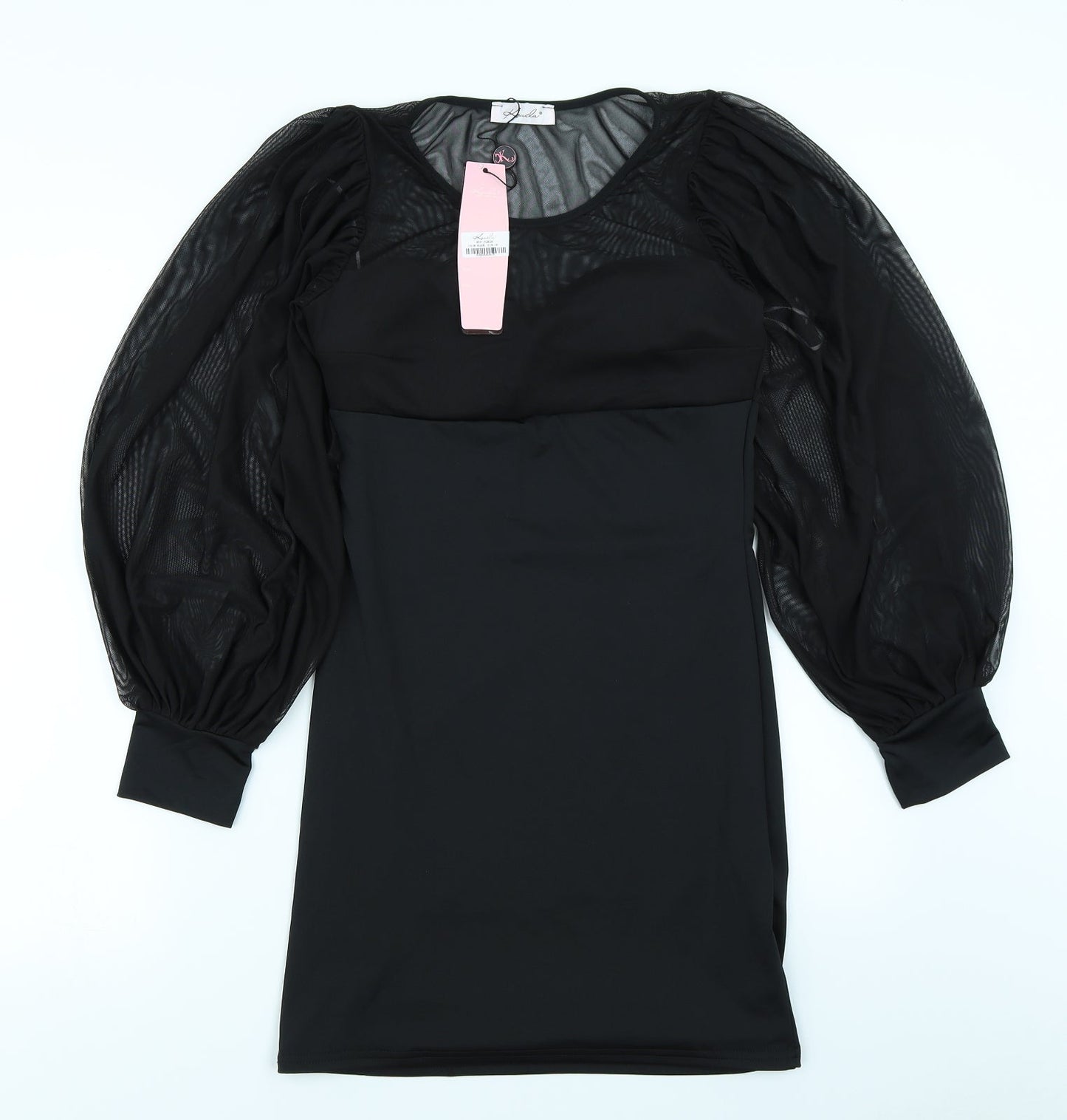 Koucla Womens Black  Mesh Bodycon  Size S  - Balloon Sleeve