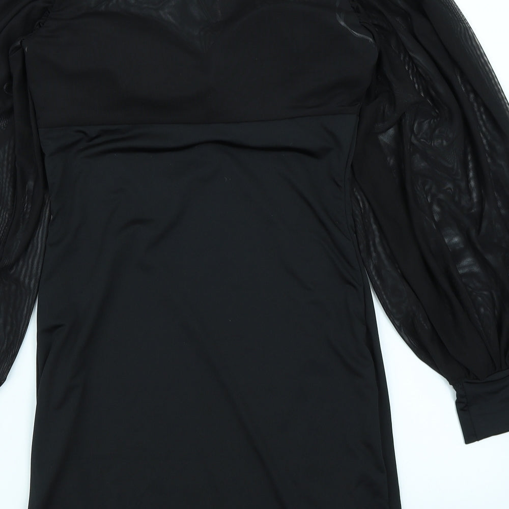 Koucla Womens Black  Mesh Bodycon  Size S  - Balloon Sleeve