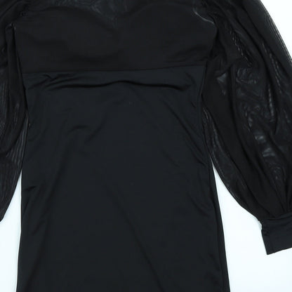 Koucla Womens Black  Mesh Bodycon  Size S  - Balloon Sleeve
