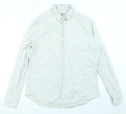 Mens UK Size M NEXT White  Button-Up Long Sleeve Casual Shirt