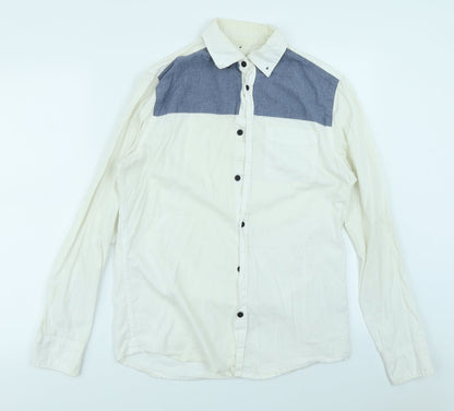 River Island Mens White Colourblock   Button-Up Size S