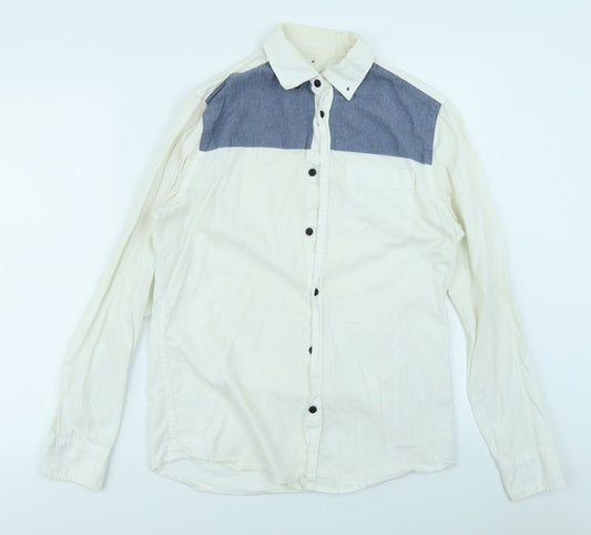 River Island Mens White Colourblock   Button-Up Size S