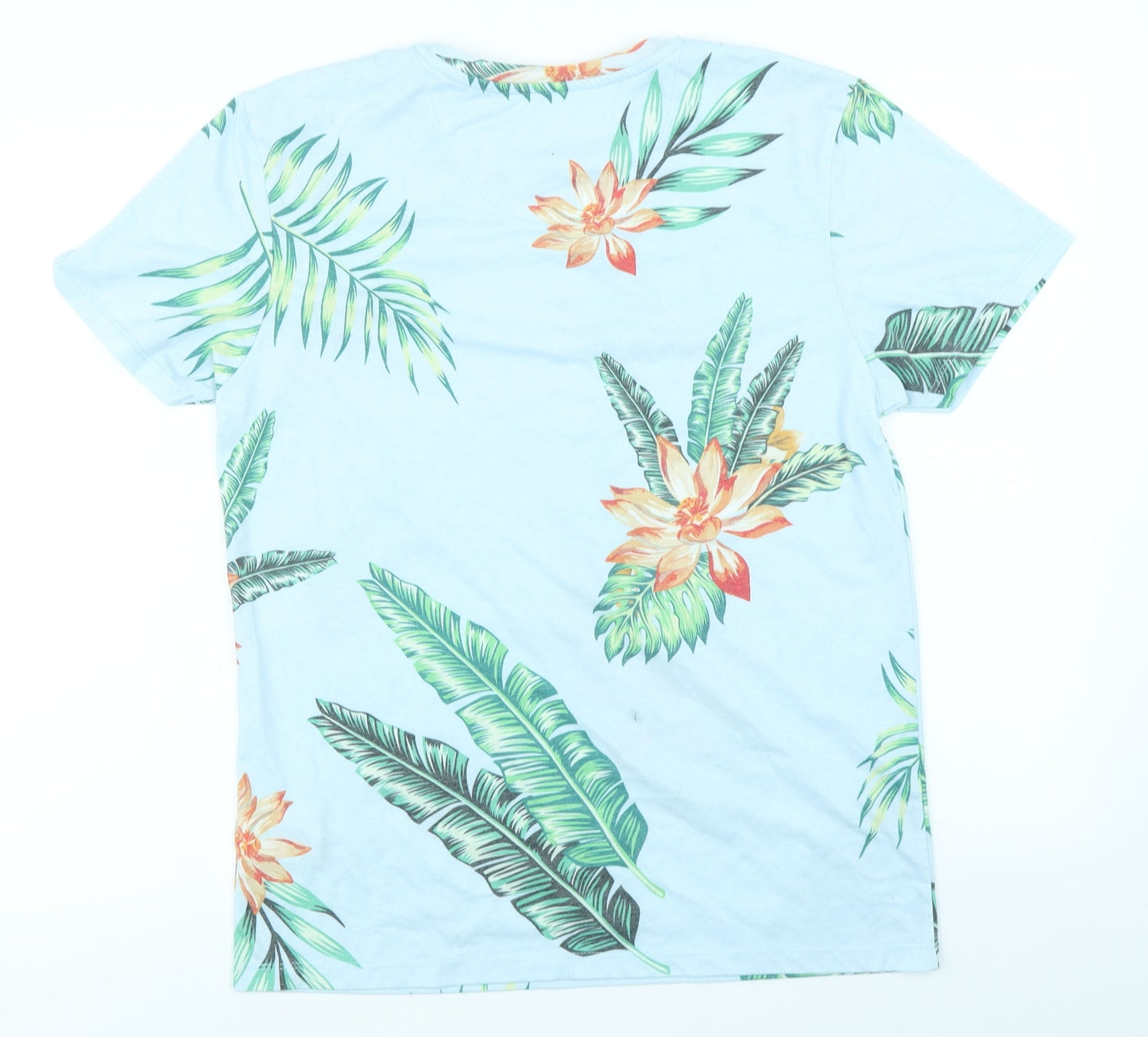 Peacocks Mens Blue Floral   T-Shirt Size M