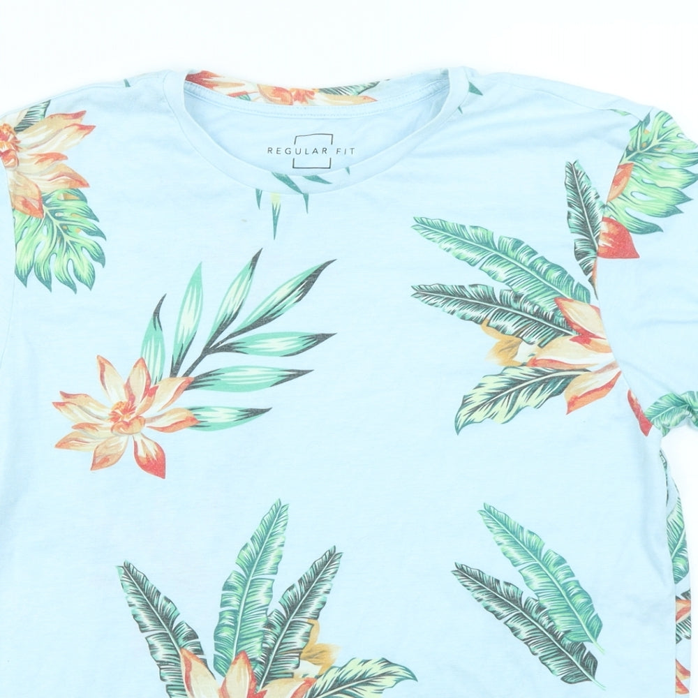 Peacocks Mens Blue Floral   T-Shirt Size M