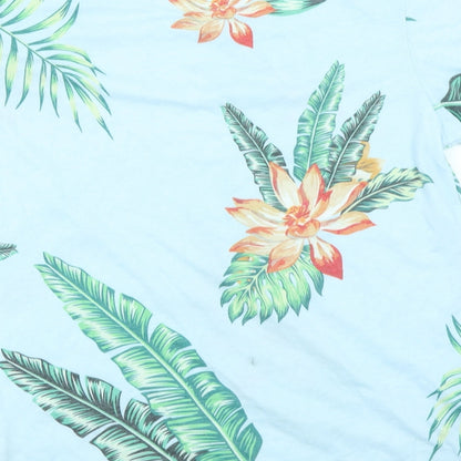 Peacocks Mens Blue Floral   T-Shirt Size M