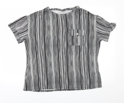 Papaya Womens Black Geometric Jersey Basic T-Shirt Size 16