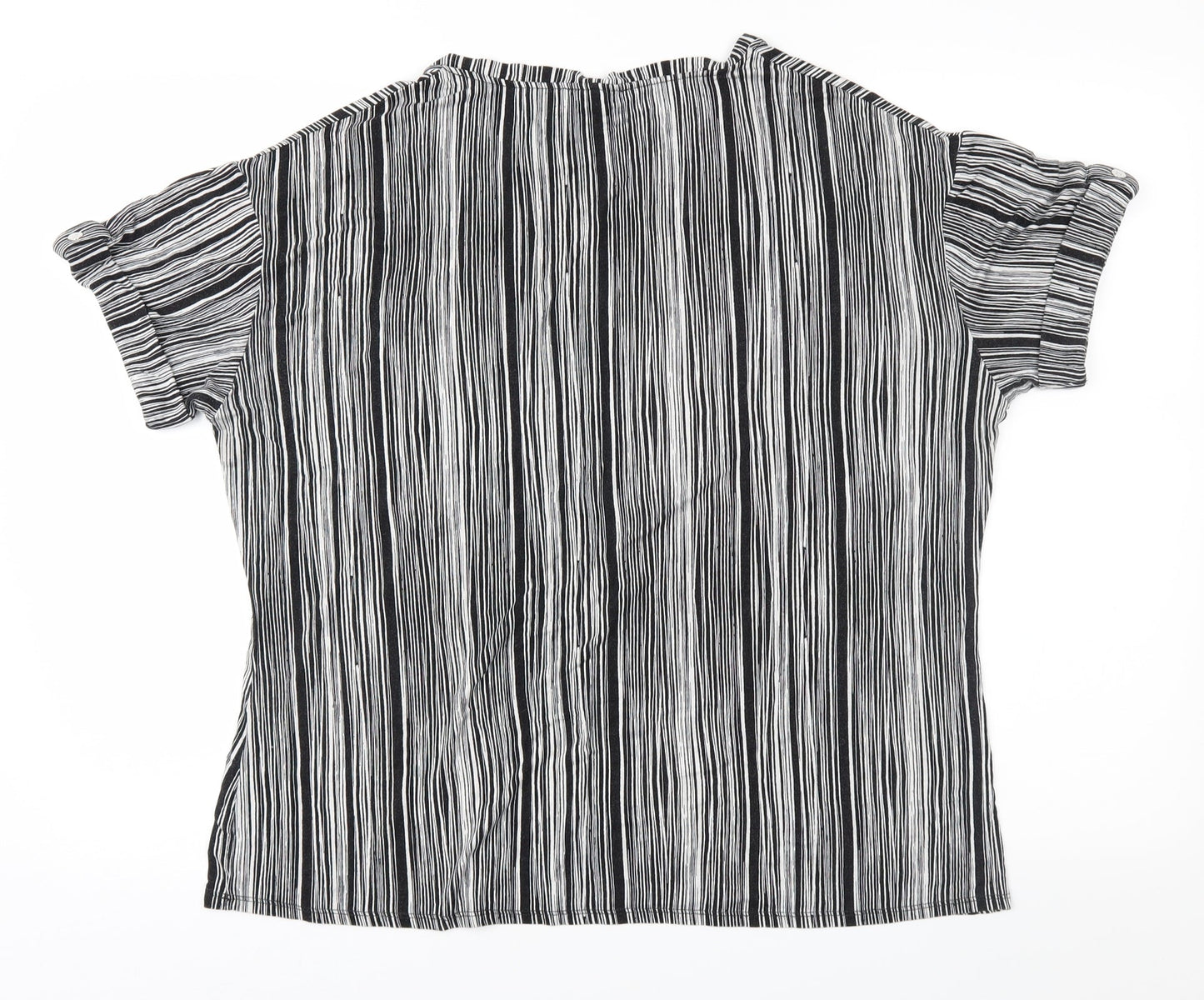 Papaya Womens Black Geometric Jersey Basic T-Shirt Size 16