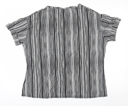 Papaya Womens Black Geometric Jersey Basic T-Shirt Size 16