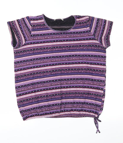 George Womens Pink Geometric Jersey Basic Blouse Size 16