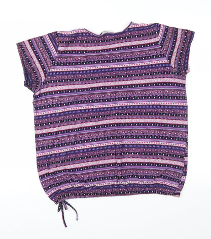 George Womens Pink Geometric Jersey Basic Blouse Size 16