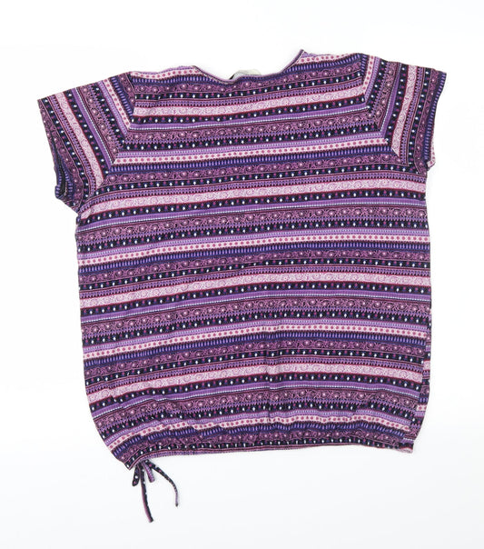 George Womens Pink Geometric Jersey Basic Blouse Size 16