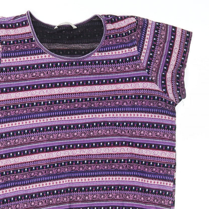 George Womens Pink Geometric Jersey Basic Blouse Size 16