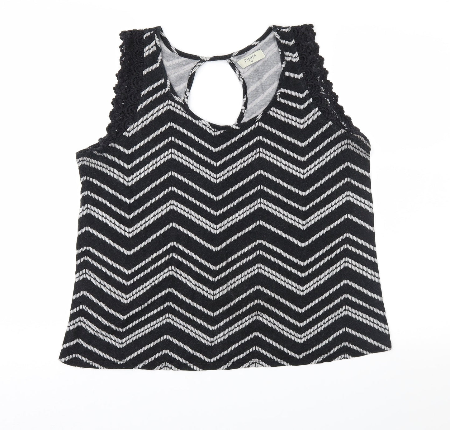 Papaya Womens Grey Geometric Jersey Basic Blouse Size 16