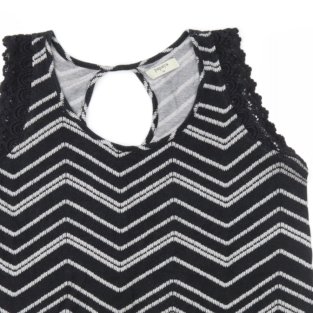 Papaya Womens Grey Geometric Jersey Basic Blouse Size 16