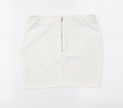 Eva & Lola Womens White Geometric  Mini Skirt Size S