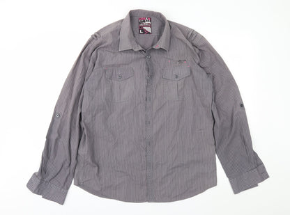 UrbanSpirit Mens Grey Striped   Button-Up Size L