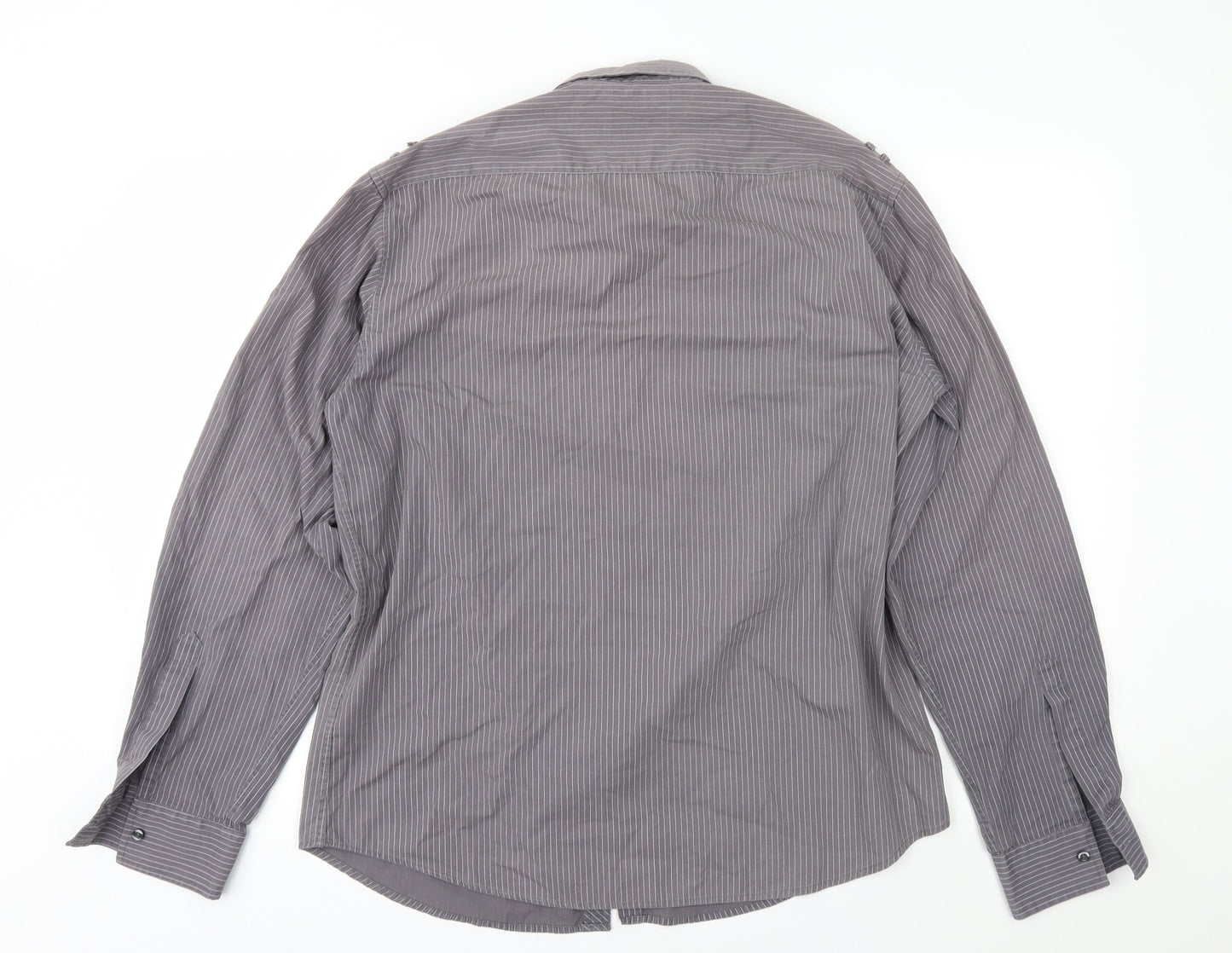 UrbanSpirit Mens Grey Striped   Button-Up Size L