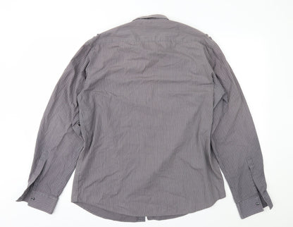 UrbanSpirit Mens Grey Striped   Button-Up Size L