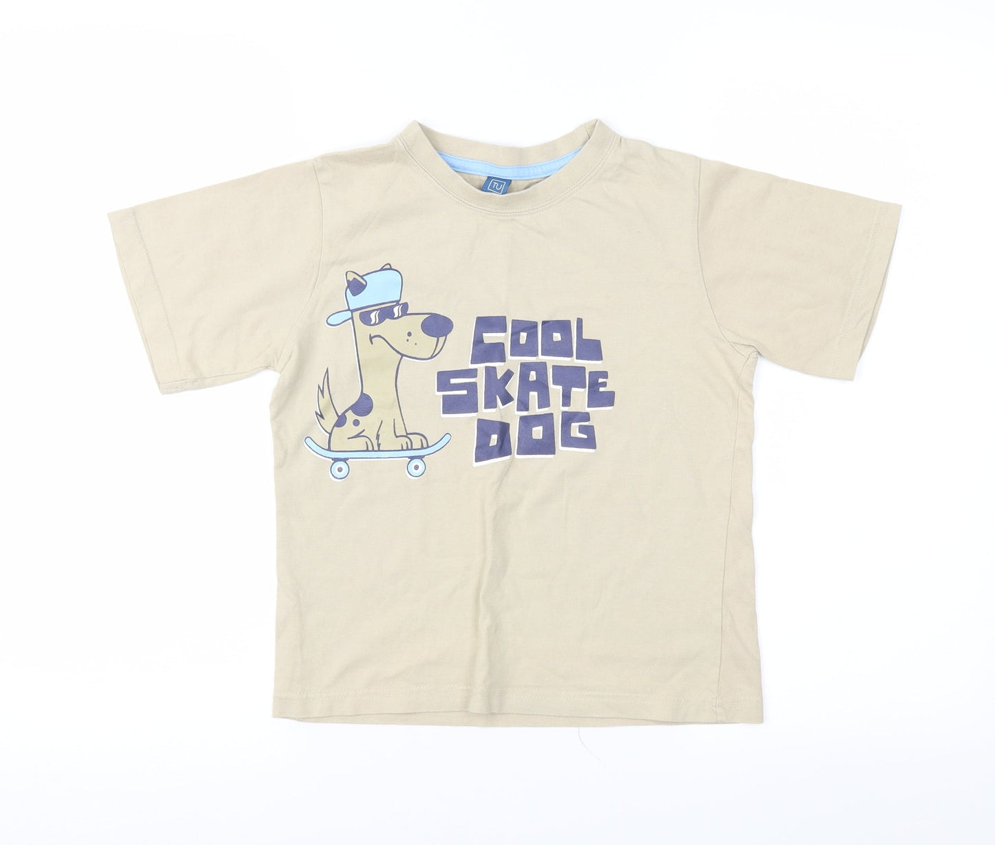 TU Boys Beige  Jersey Basic T-Shirt Size 7 Years