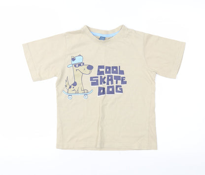 TU Boys Beige  Jersey Basic T-Shirt Size 7 Years